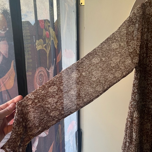 Sezane Olivia Long Sleeve Dress in Flora Moka - Picture 10 of 10